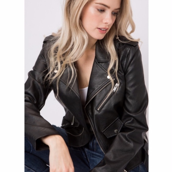 Chic Biker Jacket - BLACK - Picture 7 of 7